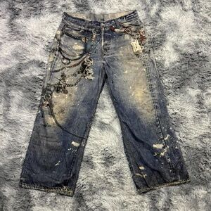 Acne Men's Blue Jeans with Chain Accents